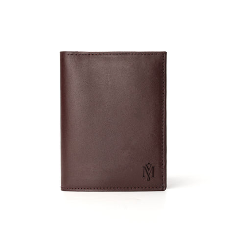 Men's Dark Brown Bi-Fold Leather Wallet With Internal Snap