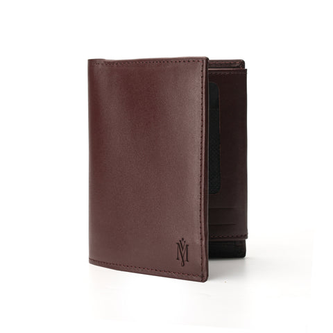 Men's Dark Brown Bi-Fold Leather Wallet With Internal Snap