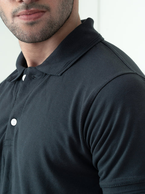 Grey Basic Polo Shirt For Men