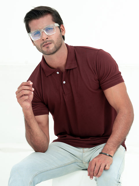 Maroon Basic Polo Shirt For Men