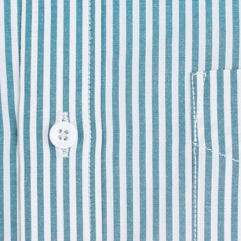 White Thick Green Striped Formal Shirt