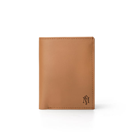 Men's Light Brown Leather Tri-Fold Wallet With Coin Pocket