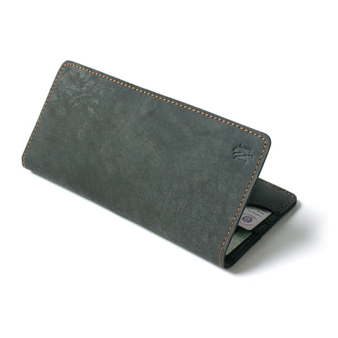Handmade Grey Leather Long Wallet