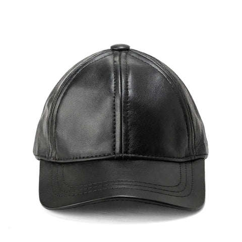 Classic Black Genuine Leather Cap