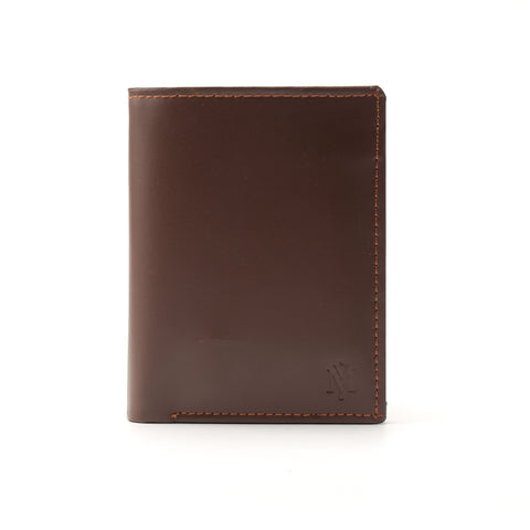 Men's Chocolate Brown Tri-Fold Leather Wallet With Internal Snap