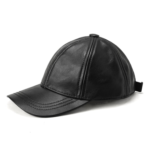 Classic Black Genuine Leather Cap