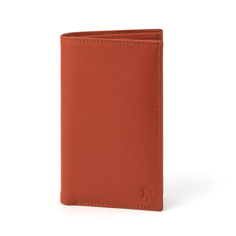 Orange Saffiano Long Leather Wallet