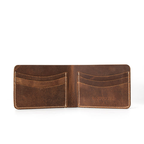 Bronze Oil Wax Leather Brown Wallet Mens
