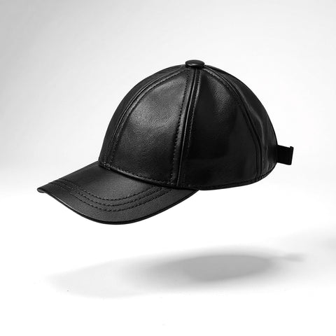 Classic Black Genuine Leather Cap