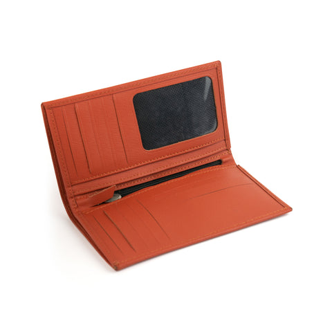 Orange Saffiano Long Leather Wallet