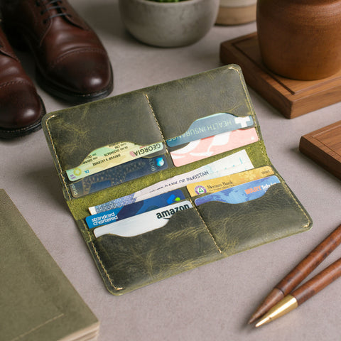 The Distressed Olive Long Wallet