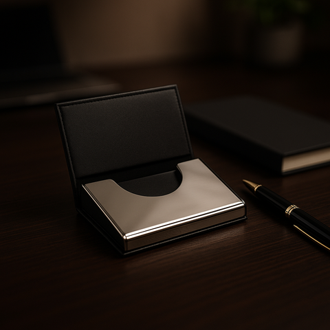 Men's Black Mini Metal Business Card Holder