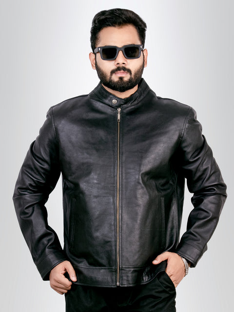 Men's Racer Black Biker Leather Jacket