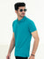 Sea Green Pique Polo Shirt For Men