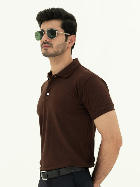Basic Brown Polo Shirt For Men