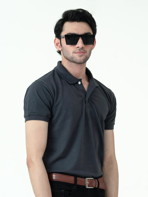 Grey Basic Polo Shirt For Men