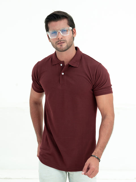 Maroon Basic Polo Shirt For Men