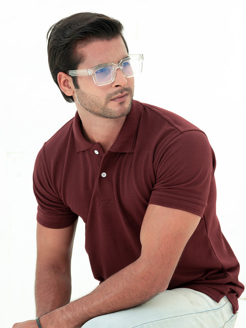 Maroon Basic Polo Shirt For Men