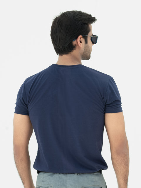 Shop Navy Blue Basic T-Shirt