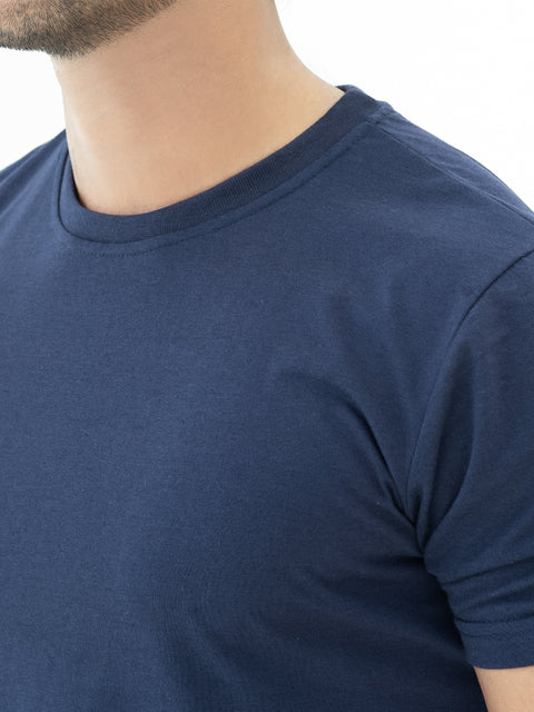 Shop Navy Blue Basic T-Shirt