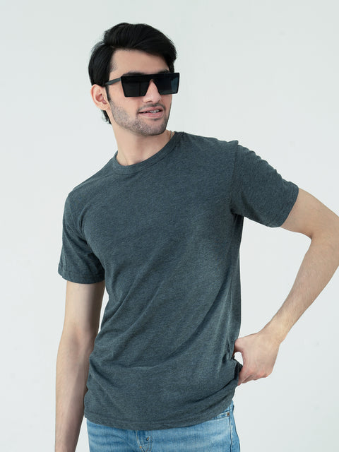 Shop Regular Fit Heather Grey T-Shirt