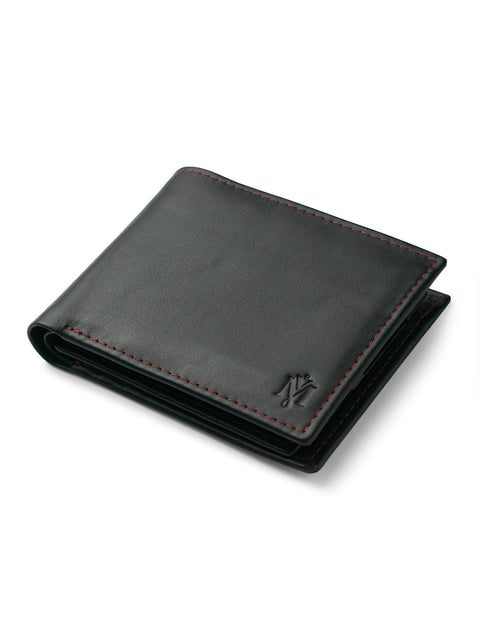 JJ American-Style Black Genuine Leather Wallet