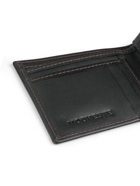 JJ American-Style Black Genuine Leather Wallet