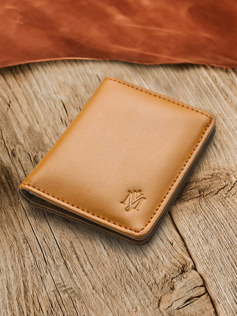 Handmade Camel Brown Mini Leather Wallet for Men