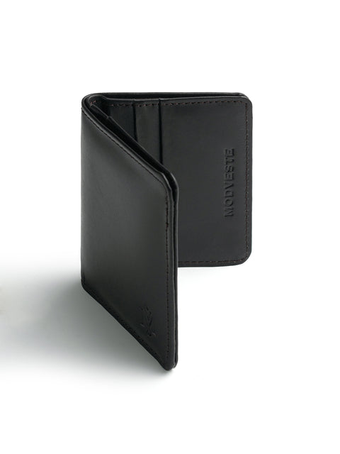 Handmade Black Mini Leather Wallet for Men