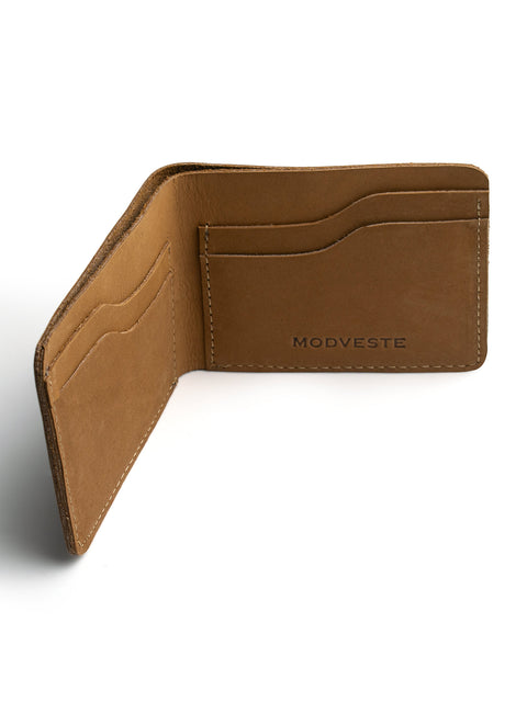 Men’s Handmade Camel Brown Suede Leather Wallet