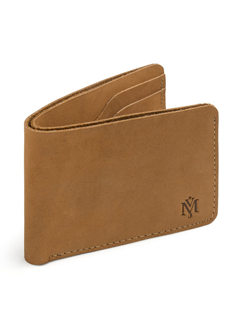 Men’s Handmade Camel Brown Suede Leather Wallet