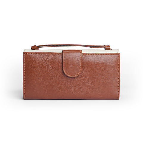 Women's Amber Leather Clutch with Built-in Wallet