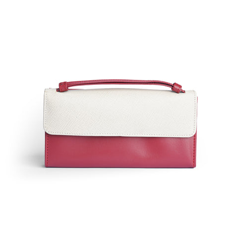 Women's Ruby Leather Clutch with Built-in Wallet