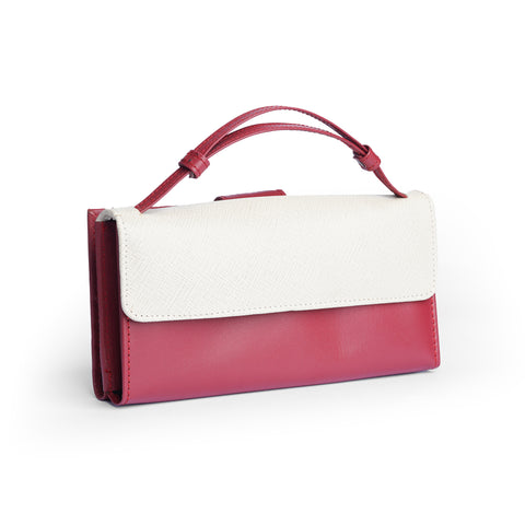 Women's Ruby Leather Clutch with Built-in Wallet