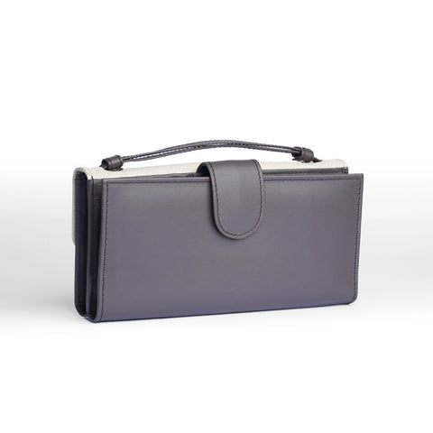 Women's Noir Leather Clutch with Built-in Wallet