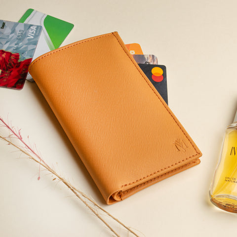 Mustard Saffiano Long Leather Wallet