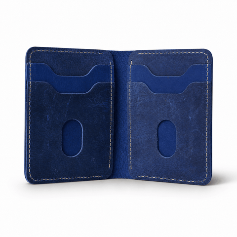 Pocket Prestige — Deep Blue Suede Leather Wallet