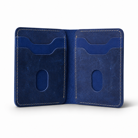 Pocket Prestige — Deep Blue Suede Leather Wallet