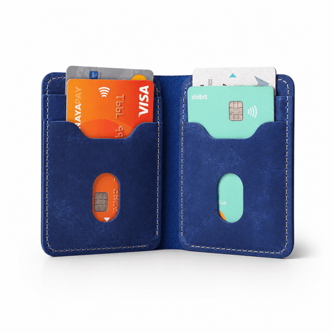 Pocket Prestige — Deep Blue Suede Leather Wallet