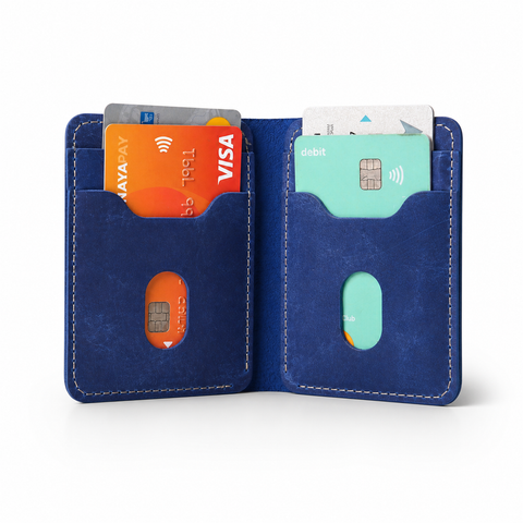 Pocket Prestige — Deep Blue Suede Leather Wallet