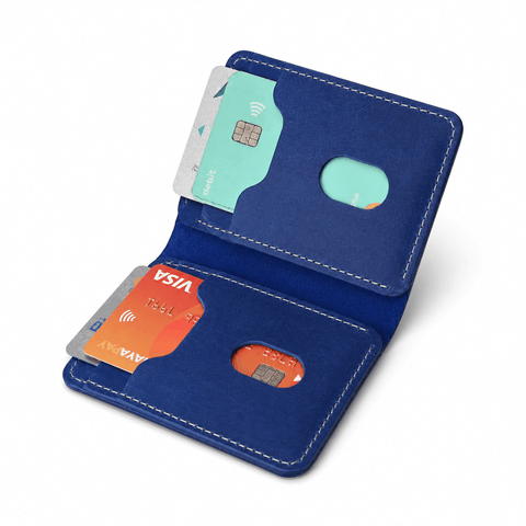 Pocket Prestige — Deep Blue Suede Leather Wallet