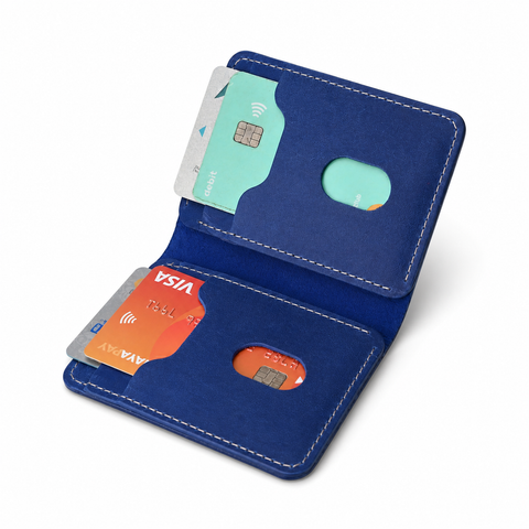 Pocket Prestige — Deep Blue Suede Leather Wallet