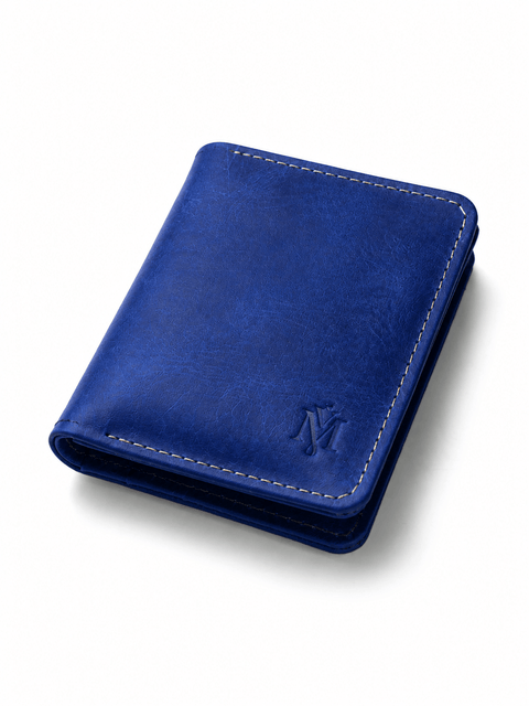 Pocket Prestige — Deep Blue Suede Leather Wallet