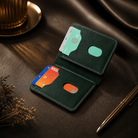 Pocket Prestige — Forest Green Suede Leather Wallet