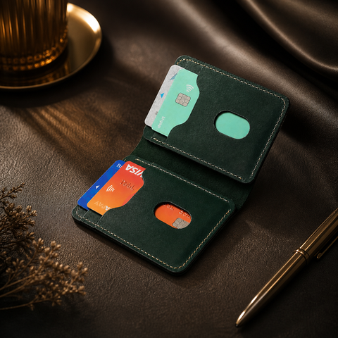 Pocket Prestige — Forest Green Suede Leather Wallet